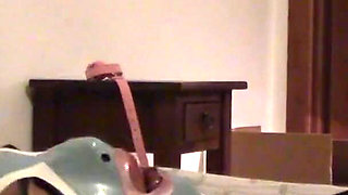 Laura on Heels bound in silver heels and fishnet pantyhose roughly fucked and throated full video