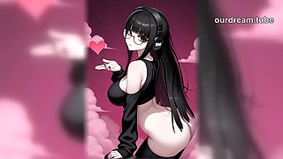 Asian Goth Hentai Girl With Big Tits Takes It All (AI)