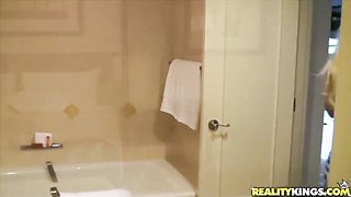 White leggings bathtub edge