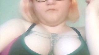 Amputee Playing with Her Huge Tits - Slow Motion