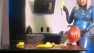 Romantic Sexual BDSM Morning of 2 Lesbian Girls in Latex Rubber