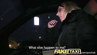 Nighttime BJ at open hatch of Fake Taxi