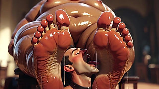 SSBBW Makes Skinny Slave Lick Her Sweaty Feet