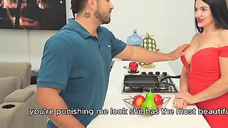 Fuck in the kitchen with a milf and a muscle stud - hottest
