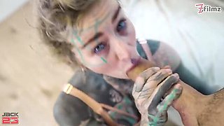 Fully Tattooed Girl Takes Huge Cock in All Holes - Double Penetration & Anal Gape Filling