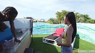 Packing Eden West - Big Ass Ebony Eden West Takes Bbc Outdoors By The Pool