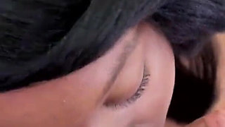 Cute ebony teen Lexxi Loads POV no hand bj and cum swallow