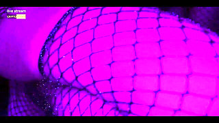 Stepmom in Fishnet Lingerie Rides Dildo and Squirts Like a Volcano