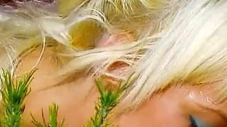 Step brother disturbs horny skinny teen Stacy while sunbathing and fucks her outdoors