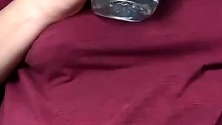 Busty brunette foot fetish and footjob in nylons