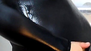 Wet Nylon Catsuit: Ass Worship in the Shower - Mistress Julia