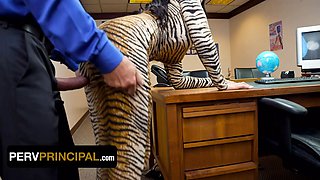 Step mom Jazmine Cruz swallows principal's cum to get her step son out of distress - pervert principal