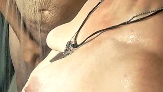 Surprised Blowjob for Hubby in the Shower