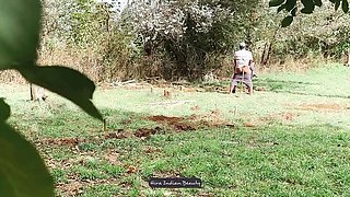 Indian Aunty Hardcore Outdoor Sex with Farm Worker - Rough Anal and Deep Throat Blowjob