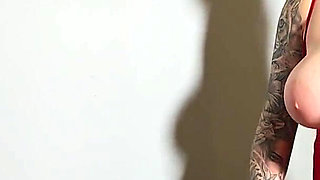 Femdom. He Smokes a Cigarette and a Busty Woman Fucks Him Hard in the Ass with a Strapon.