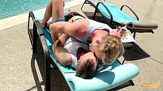 Jaxon Colt Thrusts Bareback Into Kaydin Bennett Outdoors Poolside