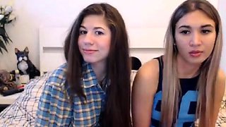 Long-Haired Lesbian Amateur Webcam Striptease