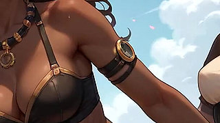 The Nasty Ebony Goddess Gives a Cherry Blossom DT by the Ocean.