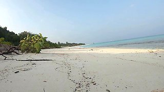 Blonde Solo Female's Nudist Walk on the Beach