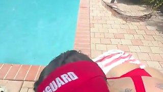 Pawg Lifeguard Seduces With Big Ass In Pool Heat
