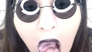 Goth Mistress Sucks off a Lucky Fan