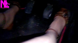 Driving in Nude Pantyhose and Bworn Buckled Pumps