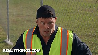 Brandy Renee swallows the tow truck driver's sausage to coax him to give her car back - reality kings