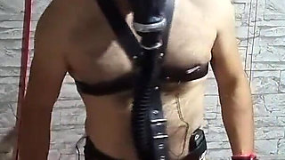Gas Mask Slave Stretched Anal by Dominant MILF Strapon