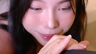 Asian Babe Looks up, Swallows Cum Then Squirts Hard - Messy Sex Dater