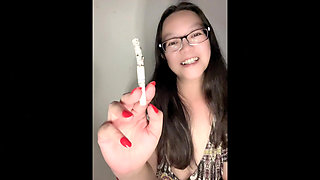 Real Smoking Asian MILF Red Nails Long Ash Stack Challenge + Bath Tub Bonus Smoke