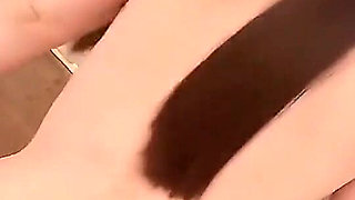 Masturbating on a Large TV Using a Life-size Cute Masturbator