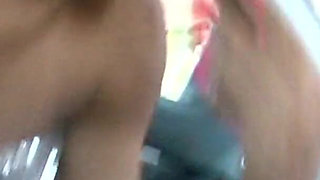 Busty ebony chick fucked in the car and outdoor in POV