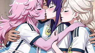 Argentina Fan Fucks 3 Delicious Waifus