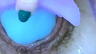 Lunaxscorpia Stretches Her Hairy Fat Pussy with Rainbow Fantasy Dildo & Fists Hard, Creams All Over