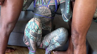 Bts of Anal Dap 3some with Two Huge Black Cocks and Tattooed Pornstar