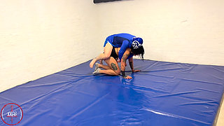 Cocky Guy Gets Wrestled and Carried by Hot Muscle Babe