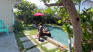 Thick Hotwife Takes Her First Massive BBC Poolside
