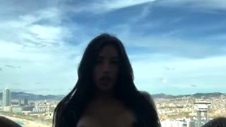 TSJoaFitness Masturbates With Buttplug On The Balcony