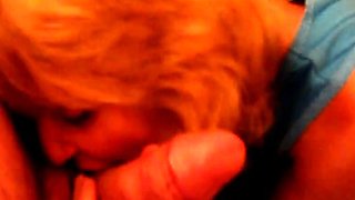 Blonde Granny Blowjob in a Bathroom
