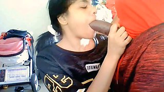 Costumed football doll gives massive dick a wild blowjob with spit fetish