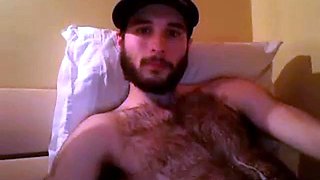 Hairy Stud Shoots Cum All Over Himself