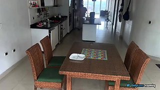 Roxxan's Wet Pussy Breakfast: Horny Latina Stepmom Gets Eaten on the Dining Table