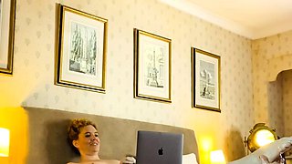 European amateur redhead masturbates on webcam