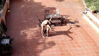 Couple Playing and Fucking in the Courtyard, Outside