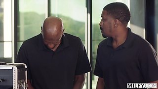 MILFY Cool Blond Housewife Melissa Stratton Gets Dual Teamed By 2 Good-sized BBCs