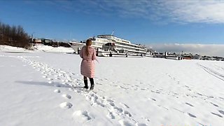Blonde Russian Amateur Masturbates Outdoors by the River