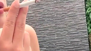 Hot Smoking Girl Brunette Goddess Smoking Cigarette Lipstick