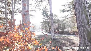 Gorgeous redhead model in black boots Katy Rose pee in the pak