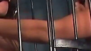Blonde Dominatrix Trains Her Caged Submissive Slave