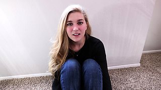Perfect blond making solo masturbation